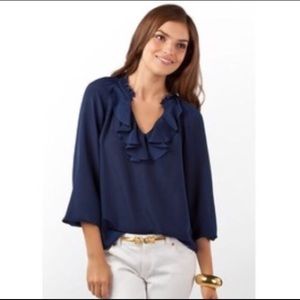 Lilly Pulitzer Ellie 3/4 Sleeve Ruffle Blouse